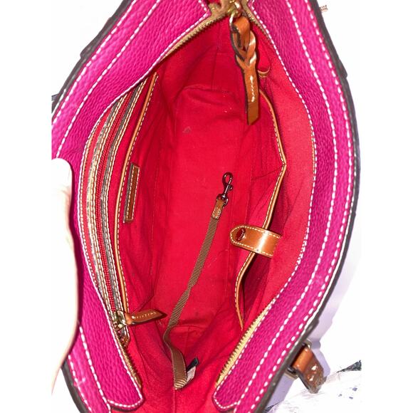 DOONEY & BOURKE MEDIUM SIZE PINK PEBBLED LEATHER SHOULDER BAG - Picture 14 of 16